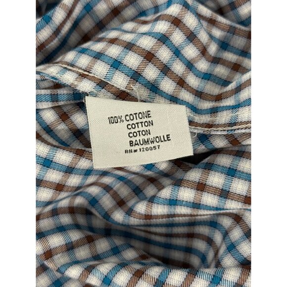 Coogi Luxe Mens Button-Up Checkered Shirt Blue Brown White Long Sleeve Size L - Picture 6 of 7